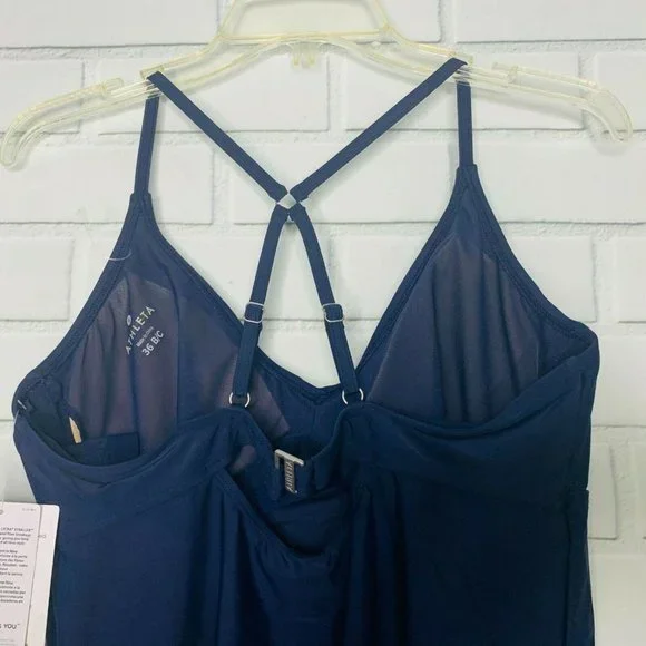 NEW Athleta tankini top Cross Back navy blue racerback swimsuit 36 B C women - Picture 4 of 10
